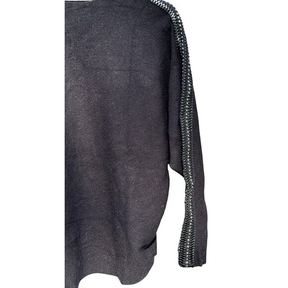 Black Sioni Milano Sweater Silver Studded Shoulder Detail Womens Small - Picture 4 of 4